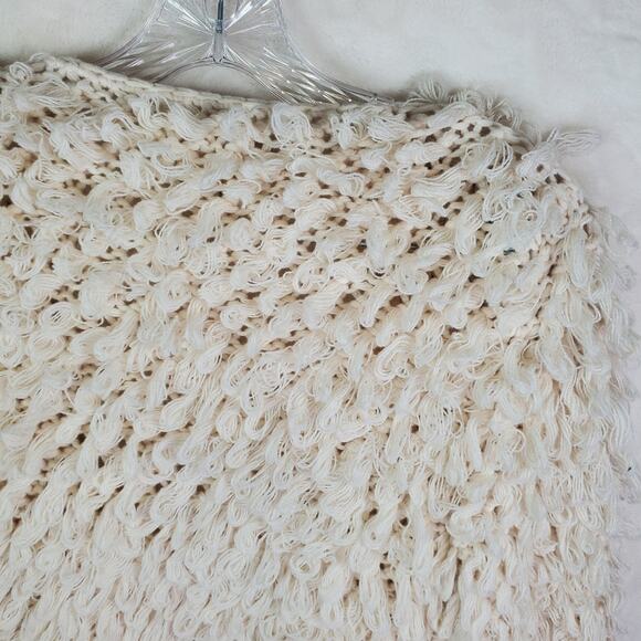 Mudd Cream Shaggy Cropped Cardigan Sweater Jacket Women Size Small Boho Knit - Picture 6 of 7